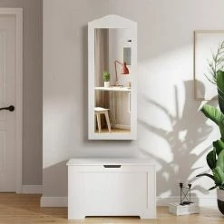 SONGMICS Armoire à Bijoux, Armoire De Rangement Mural, Avec Miroir, Blanc JBC83W - Blanc