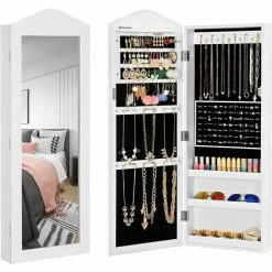 SONGMICS Armoire à Bijoux, Armoire De Rangement Mural, Avec Miroir, Blanc JBC83W - Blanc -SONGMICS Soldes 4327399 3