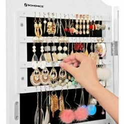 SONGMICS Armoire à Bijoux, Armoire De Rangement Mural, Avec Miroir, Blanc JBC83W - Blanc -SONGMICS Soldes 4327399 4