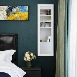 SONGMICS Armoire à Bijoux Armoire De Rangement Mural Armoire Accrochée à La Porte Avec Serrure Et LED JBC93W - Blanc -SONGMICS Soldes 4327401 3