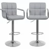 SONGMICS Lot De 2 Tabourets De Bar Haut Chaise De Bar PU Chrome Hauteur Réglable Grande Base Φ41cm LJB93G - Gris -SONGMICS Soldes 4327427 1