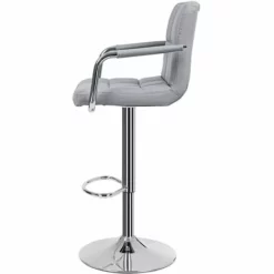 SONGMICS Lot De 2 Tabourets De Bar Haut Chaise De Bar PU Chrome Hauteur Réglable Grande Base Φ41cm LJB93G - Gris -SONGMICS Soldes 4327427 4