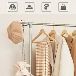 SONGMICS Portant Penderie à Vêtement Sur Roulettes Gris Hauteur: 113-198cm, Tube En Fer Revêtu D'acier LLR401 - Gris -SONGMICS Soldes 4327437 4