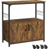VASAGLE Îlot Central De Cuisine, Meuble De Rangement, Buffet, Sur Roulettes, Placard, Avec Portes, 8 Crochets, Armoire, Pour Salle à Manger, Salon, Cuisine, Marron Rustique Et Noir Par SONGMICS LSC093B01 - Marron Rustique Et Noir -SONGMICS Soldes 43351769 1