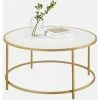 VASAGLE Table Basse Ronde, Table De Salon Avec Dessus En Panneaux, Cadre En Métal Doré, Montage Facile, Style Moderne, Doré Et Blanc Par SONGMICS LCT091A10 - Doré Et Blanc -SONGMICS Soldes 43562970 1