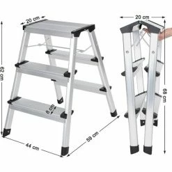 SONGMICS Échelle Domestique Pliable, Escabeau, Marchepied, 3 Niveaux, En Alu, Antidérapant, Capacité De Charge 150 Kg, Conforme Aux Normes EN14183, GLT23K - Argent 11 SONGMICS Échelle Domestique Pliable, Escabeau, Marchepied, 3 Niveaux, En Alu, Antidérapant, Capacité De Charge 150 Kg, Conforme Aux Normes EN14183, GLT23K - Argent -SONGMICS Soldes 4368748 5