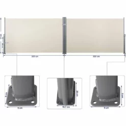 SONGMICS Double Store Latéral 200 X 600cm Abri Soleil Paravent Extérieur Rétractable Brise Vue Pour Terrasse Beige GSA400E - Beige -SONGMICS Soldes 4368756 5