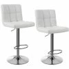 SONGMICS Lot De 2 Tabourets De Bar Avec Dossier Hauteur Réglable 95-115cm Blanc LJB64W - Blanc