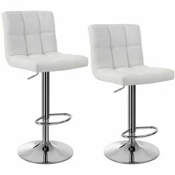 SONGMICS Lot De 2 Tabourets De Bar Avec Dossier Hauteur Réglable 95-115cm Blanc LJB64W - Blanc