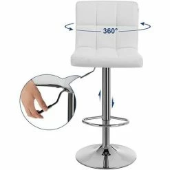 SONGMICS Lot De 2 Tabourets De Bar Avec Dossier Hauteur Réglable 95-115cm Blanc LJB64W - Blanc -SONGMICS Soldes 4368782 3