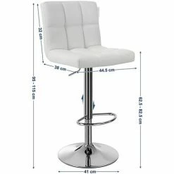 SONGMICS Lot De 2 Tabourets De Bar Avec Dossier Hauteur Réglable 95-115cm Blanc LJB64W - Blanc -SONGMICS Soldes 4368782 5