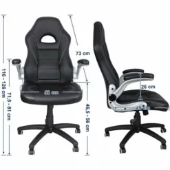 SONGMICS Fauteuil Gamer Fauteuil De Bureau, Accoudoirs Pliables, Dossier Haut, Hauteur Réglable, Ergonomique (Noir) OBG28B -SONGMICS Soldes 4368844 5
