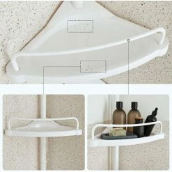 SONGMICS 85-305 Cm Étagère De Douche Pour Salle De Bain Avec Tubes Télescopiques Et 4 Tablettes BCB001A - Blanc -SONGMICS Soldes 4368907 4