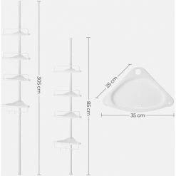 SONGMICS 85-305 Cm Étagère De Douche Pour Salle De Bain Avec Tubes Télescopiques Et 4 Tablettes BCB001A - Blanc -SONGMICS Soldes 4368907 5