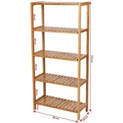 SONGMICS Etagère En Bambou, Rangement Salle De Bain, étagère à Chaussures, étagère à Livres, étagère Pour Fleurs, 5 Niveaux, 130 X 60 X 26cm BCB35Y - Naturel -SONGMICS Soldes 4368908 5