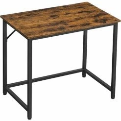 VASAGLE Bureau, Table, Poste De Travail, 80 X 50 X 75 Cm, pour Bureau, Salon, Chambre, Assemblage Simple, Métal, Style Industriel, Marron Rustique Et Noir par SONGMICS LWD038B01