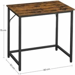 VASAGLE Bureau, Table, Poste De Travail, 80 X 50 X 75 Cm, pour Bureau, Salon, Chambre, Assemblage Simple, Métal, Style Industriel, Marron Rustique Et Noir par SONGMICS LWD038B01 -SONGMICS Soldes 43996003 5