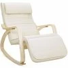 SONGMICS Fauteuil à Bascule, Chaise Berçante, Avec Repose-pieds Réglable à 5 Niveaux, Avec Oreiller, Housse En Coton, Capacité De Charge 150 Kg, Beige LYY10M -SONGMICS Soldes 4492850 1