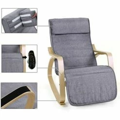 SONGMICS Fauteuil à Bascule, Rocking Chair, Avec Repose-Pied, Réglable En 5 Niveaux, Charge Max 150 Kg, Gris LYY11G -SONGMICS Soldes 4492857 4
