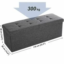 SONGMICS Coffre De Rangement Capacité 120 Litres Banquette De Rangement Charge Admissible 300 Kg Grise Foncé 110 X 38 X 38 Cm LSF76GYZ -SONGMICS Soldes 45295168 5
