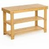 SONGMICS Banc Étagère à Chaussures En Bambou Naturel 3 Niveaux (charge Admissible: 120kg) Idéal Pour L’entrée, Salle De Bain, Salon, Couloir 70 X 28 X 45cm LBS04N - Bambou -SONGMICS Soldes 45295240 1