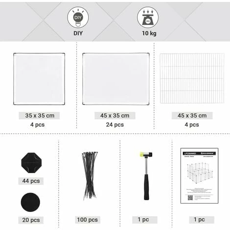 SONGMICS Enclos Pour Petit Animal, Clôture Modulable, Transparent LPC004W01 - Blanc 5 SONGMICS Enclos Pour Petit Animal, Clôture Modulable, Transparent LPC004W01 - Blanc – Image 4