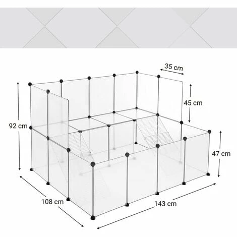 SONGMICS Enclos Pour Petit Animal, Clôture Modulable, Transparent LPC004W01 - Blanc 6 SONGMICS Enclos Pour Petit Animal, Clôture Modulable, Transparent LPC004W01 - Blanc – Image 5
