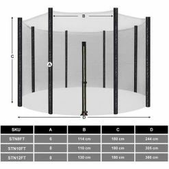 SONGMICS Filet De Protection, Filet De Sécurité Pour Trampoline, Diamètre 244cm, Filet De Sécurité Pour 6 Poteaux Droits STN8FT -SONGMICS Soldes 45295345 5