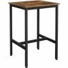 VASAGLE Table Haute, Table De Bar Carrée, Cadre En Acier Robuste, Montage Facile, Pour Cuisine, Salon, Style Industriel, Marron Rustique Et Noir Par SONGMICS LBT25X - Marron Rustique Et Noir -SONGMICS Soldes 45295349 1