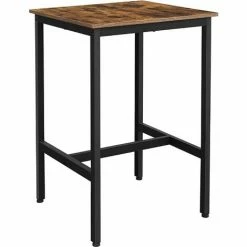 VASAGLE Table Haute, Table De Bar Carrée, Cadre En Acier Robuste, Montage Facile, Pour Cuisine, Salon, Style Industriel, Marron Rustique Et Noir Par SONGMICS LBT25X - Marron Rustique Et Noir