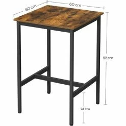 VASAGLE Table Haute, Table De Bar Carrée, Cadre En Acier Robuste, Montage Facile, Pour Cuisine, Salon, Style Industriel, Marron Rustique Et Noir Par SONGMICS LBT25X - Marron Rustique Et Noir -SONGMICS Soldes 45295349 5