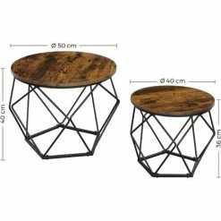 VASAGLE Tables Basses, Lot De 2, Tables D'appoint, Tables De Salon, Bouts De Canapé, Cadre En Acier Robuste, Pour Salon, Chambre, Style Industriel, Marron Rustique Et Noir Par SONGMICS LET040B01 - Marron Rustique Et Noir -SONGMICS Soldes 45295485 5