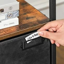 SONGMICS Table De Chevet, Table De Nuit Avec Rangement, Table D'appoint à Tiroir En Tissu, Avec 2 étagères, Style Industriel, Pour Salon, Chambre, Marron Rustique Et Noir LVT02H - Marron Rustique Et Noir -SONGMICS Soldes 45295593 4