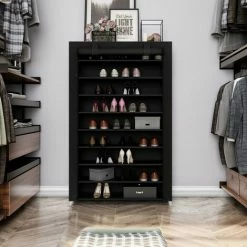 SONGMICS Armoire étagères à Chaussures 10 Couches Noir 100 X 28 X 162cm, Tubes Métalliques RXJ00H - Noir 9 SONGMICS Armoire étagères à Chaussures 10 Couches Noir 100 X 28 X 162cm, Tubes Métalliques RXJ00H - Noir -SONGMICS Soldes 45295638 3