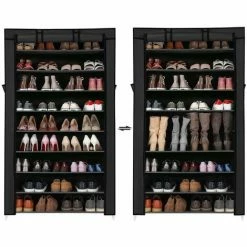SONGMICS Armoire étagères à Chaussures XXL 10 Couches 45 Paires De Chaussures Avec Housse 88 X 28 X 160cm Noir RXJ36H - Noir 10 SONGMICS Armoire étagères à Chaussures XXL 10 Couches 45 Paires De Chaussures Avec Housse 88 X 28 X 160cm Noir RXJ36H - Noir -SONGMICS Soldes 45295648 4