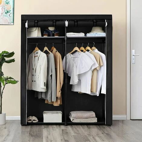 SONGMICS Armoire De Rangement, Penderie Portable Avec Barre De Suspension, Porte-vêtements Pliable, Vestiaire, Chambre, Salle D’étude, 140 X 43 X 174 Cm, Noir RYG02BK 4 SONGMICS Armoire De Rangement, Penderie Portable Avec Barre De Suspension, Porte-vêtements Pliable, Vestiaire, Chambre, Salle D’étude, 140 X 43 X 174 Cm, Noir RYG02BK – Image 2