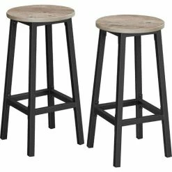 SONGMICS Soldes 18 VASAGLE Tabourets Hauts, Lot De 2, Chaises De Bar, Siège De Cuisine, Cadre En Acier, Hauteur 65 Cm, Montage Facile, Style Industriel, Grège Et Noir Par SONGMICS LBC032B02 - Grège Et Noir