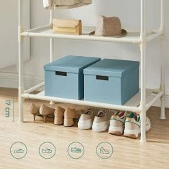 SONGMICS Portant à Vêtements Double Barre, Portemanteau, Penderie, Organisateur, En Métal, Avec étagère De Rangement à 2 Niveaux, Charge 80 Kg, Montage Facile, Blanc RDR02WT - Blanc -SONGMICS Soldes 45295889 3
