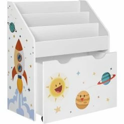 SONGMICS Étagère Pour Jouets, 3 Compartiments Bibliothèque Pour Enfants, Boîte à Jouets Mobile, Avec Roulettes, Multi-Usage, Pour Chambre D'enfant Et Salle De Jeux, Blanc GKR41WT - Blanc