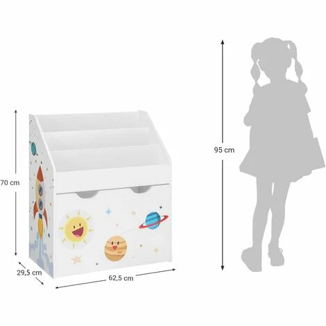 SONGMICS Étagère Pour Jouets, 3 Compartiments Bibliothèque Pour Enfants, Boîte à Jouets Mobile, Avec Roulettes, Multi-Usage, Pour Chambre D'enfant Et Salle De Jeux, Blanc GKR41WT - Blanc 7 SONGMICS Étagère Pour Jouets, 3 Compartiments Bibliothèque Pour Enfants, Boîte à Jouets Mobile, Avec Roulettes, Multi-Usage, Pour Chambre D'enfant Et Salle De Jeux, Blanc GKR41WT - Blanc – Image 5