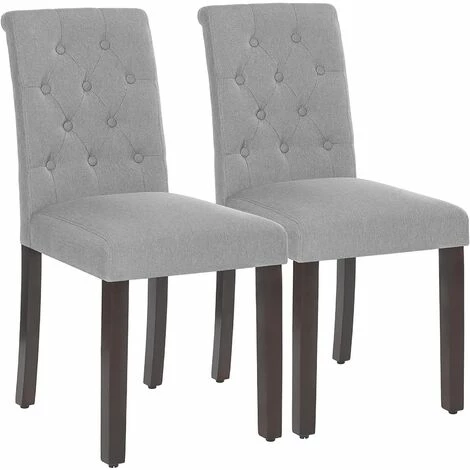 SONGMICS Lot De 2 Chaises De Salle à Manger, Sièges De Cuisine à Dossier Haut, Pieds En Bois Massif, Rembourrée, Tissu En Coton-Lin, Gris Clair LDC027G01 - Gris 3 SONGMICS Lot De 2 Chaises De Salle à Manger, Sièges De Cuisine à Dossier Haut, Pieds En Bois Massif, Rembourrée, Tissu En Coton-Lin, Gris Clair LDC027G01 - Gris