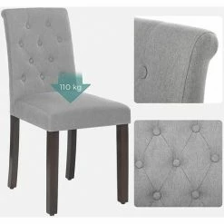 SONGMICS Lot De 2 Chaises De Salle à Manger, Sièges De Cuisine à Dossier Haut, Pieds En Bois Massif, Rembourrée, Tissu En Coton-Lin, Gris Clair LDC027G01 - Gris 9 SONGMICS Lot De 2 Chaises De Salle à Manger, Sièges De Cuisine à Dossier Haut, Pieds En Bois Massif, Rembourrée, Tissu En Coton-Lin, Gris Clair LDC027G01 - Gris -SONGMICS Soldes 45875383 3