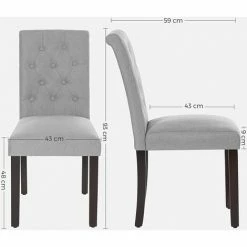 SONGMICS Lot De 2 Chaises De Salle à Manger, Sièges De Cuisine à Dossier Haut, Pieds En Bois Massif, Rembourrée, Tissu En Coton-Lin, Gris Clair LDC027G01 - Gris 11 SONGMICS Lot De 2 Chaises De Salle à Manger, Sièges De Cuisine à Dossier Haut, Pieds En Bois Massif, Rembourrée, Tissu En Coton-Lin, Gris Clair LDC027G01 - Gris -SONGMICS Soldes 45875383 5