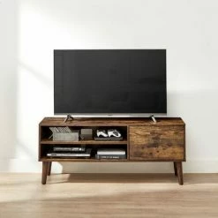 SONGMICS VASAGLE Meuble TV, Support Télé, Pour Télévision Jusqu'à 55 Pouces, Rangement Consoles De Jeux, Style Rustique, Pour Salon, Chambre, Marron Rustique LTV120T01 - Marron Rustique