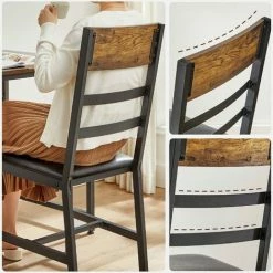VASAGLE Chaises De Salle à Manger, Lot De 2, Siège De Cuisine, Assise Rembourrée, Cadre En Acier, Ergonomique, Style Industriel, Pour Salon, Cuisine, Marron Rustique Et Noir Par SONGMICS LDC095B01 - Marron Rustique Et Noir -SONGMICS Soldes 46474488 4