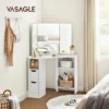 VASAGLE Coiffeuse D’Angle, Table De Maquillage, Avec Triple Miroir, 2 Tiroirs Et 3 Compartiments De Rangement, 110 X 54 X 140 Cm, Style Moderne, Blanc Par SONGMICS RDT121T10 - Blanc 2 VASAGLE Coiffeuse D’Angle, Table De Maquillage, Avec Triple Miroir, 2 Tiroirs Et 3 Compartiments De Rangement, 110 X 54 X 140 Cm, Style Moderne, Blanc Par SONGMICS RDT121T10 - Blanc -SONGMICS Soldes 46551904 1