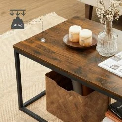 VASAGLE Table Basse Pour Salon, Avec Cadre En Acier, Facile à Assembler, 100 X 55 X 45 Cm, Style Industriel, Marron Rustique Et Noir Par SONGMICS LCT052B01 - Marron Rustique Et Noir -SONGMICS Soldes 47746394 4