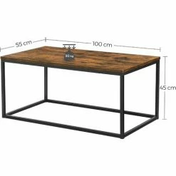 VASAGLE Table Basse Pour Salon, Avec Cadre En Acier, Facile à Assembler, 100 X 55 X 45 Cm, Style Industriel, Marron Rustique Et Noir Par SONGMICS LCT052B01 - Marron Rustique Et Noir -SONGMICS Soldes 47746394 5