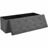 SONGMICS Banc De Rangement Pliable, Pouf, Coffre, Bout De Lit, Banquette, 110 X 38 X 38 Cm, Tissu Façon Lin, Charge 300 Kg, Pour Entrée, Chambre, Salon, Gris Foncé LSF077G04 - Gris Foncé -SONGMICS Soldes 49149584 1