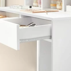 VASAGLE Coiffeuse Avec Miroir, Table De Maquillage Avec 9 Ampoules LED, Luminosité Réglable, 2 Tiroirs Et 3 Compartiments De Rangement, Style Moderne, Blanc Par SONGMICS RDT120T10 - Blanc -SONGMICS Soldes 49809644 4